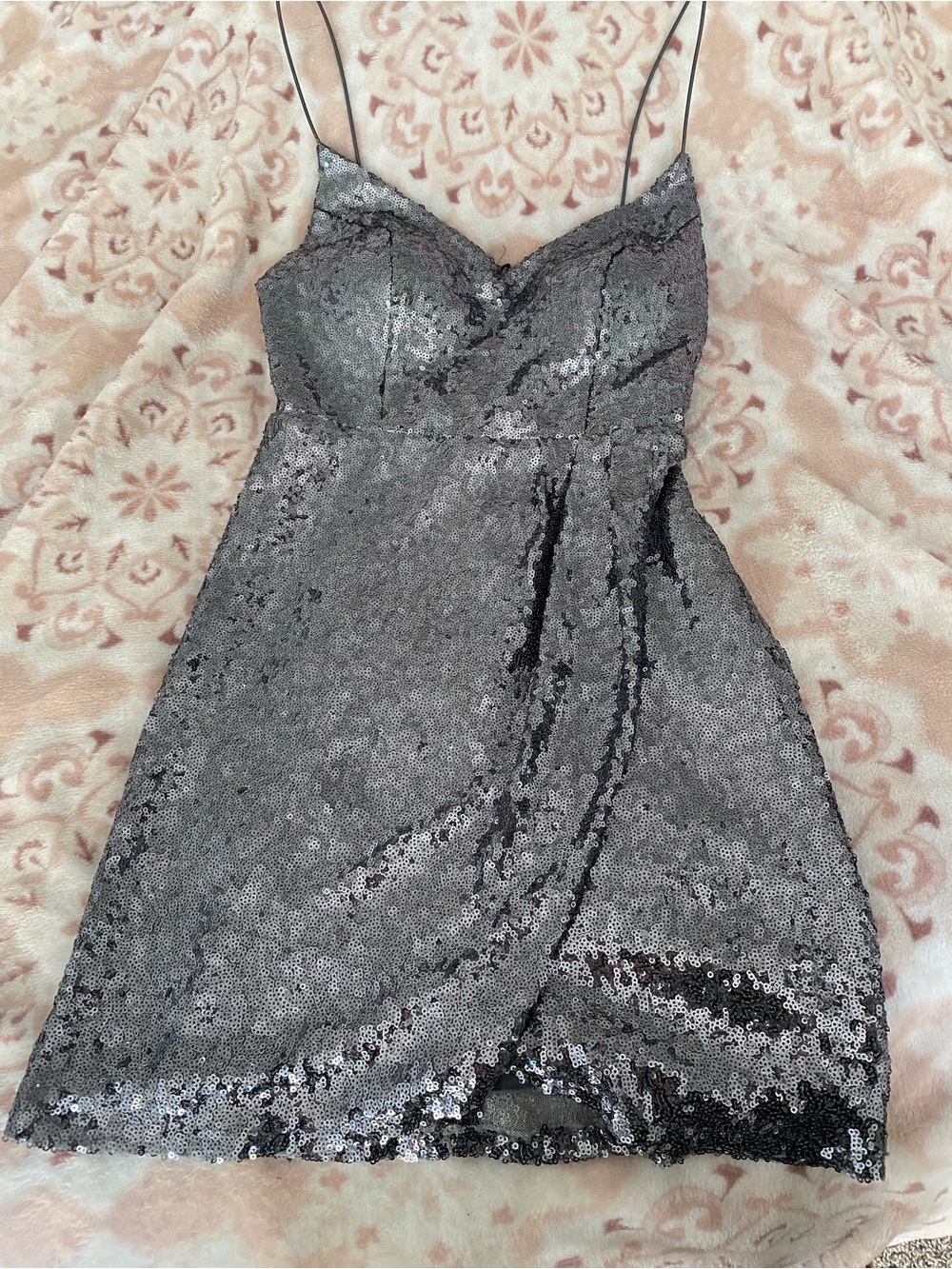 Silver/ blue Sequin Spaghetti Strap Dress - Women's Party Dress (size 5/6)